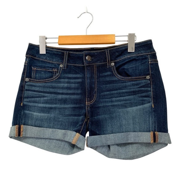 American Eagle MIDI Shorts Womens 8 Blue Dark Wash Super Stretch New - Picture 1 of 6